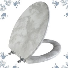Elongated Marble Toilet Seat with Zinc Alloy Hinges, Easy to Install and Clea...