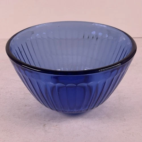 Vintage Pyrex 3 Cup Mixing Serving Bowl Cobalt Blue Glass Ribbed 7401-S USA