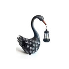 17 In. Metal Black Solar Garden Statue Outdoor Swan Decor Bird Decor Lawn Orname