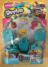 One Shopkins Season 3, 5 Pack with Mint/Teal Shopping Bags New SEALED Pristine