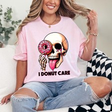 I Donut Care Womens Ring-Spun T-Shirt Pastel Goth Food Pun Gift For Her