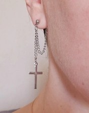 1 Paar Kettenkreuz-Ohrringe - Ohrstecker Neu ...