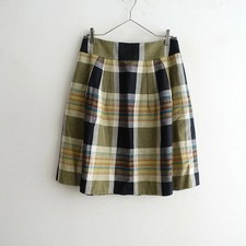 Margaret Howell Wool Linen Check Tuck Skirt Size 3 Used