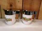 2 Vintage Gemco Milk Glass Pot A Creme Spice of Life Creamer Syrup Dispensers