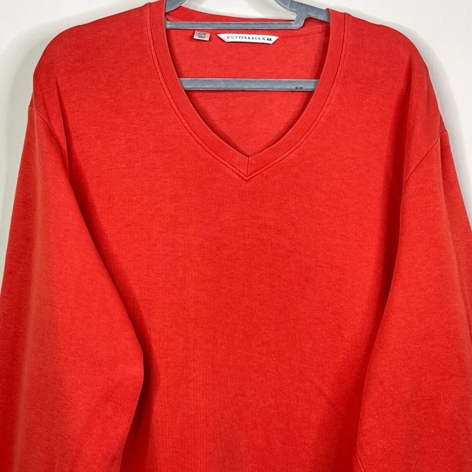 Cutter & Buck Ribbed V-Neck Sweater Orange Men's Size XL - Image 4 of 4