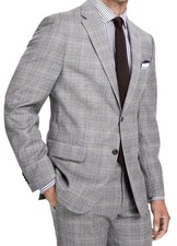 Tommy Hilfiger Mens Gray Glen Plaid Cotton Suit Jacket Blazer Size 44R