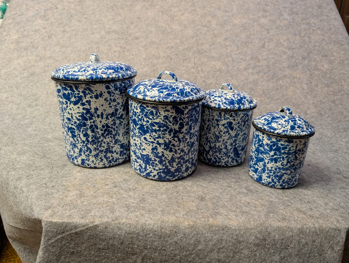 Enamelware Canister Indiana Collectible Metal Kitchen Canisters