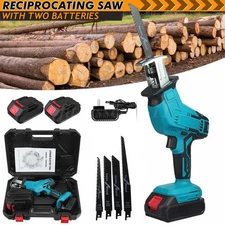 Electric Reciprocating Saw W/ 2 Li-ion Battery Cordless High Power Cutting Tools