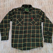 Dixxon DFC Black Flys Youth Flysouljah Flannel Shirt XL Green Button Long Sleeve