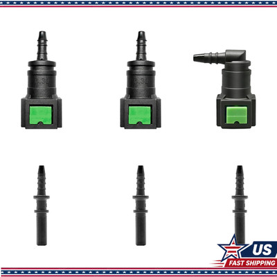 3 Sets Fuel Line Quick Connect Repair Set, Straight Elbow SAE 6.3mm to ID 3mm