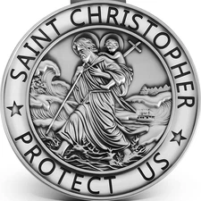 Saint Christopher Medal for Car, St Christopher Protect Us Visor Clip 2.36 Inch,