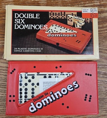 Vintage Double Six Dominoes Vinyl Case Action Industries 1986 NEW w/ Case Damage