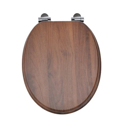 BURAKH 18" Universal Holz WC-Sitz Easy Fit Badezimmer WC Sitz mit Armaturen