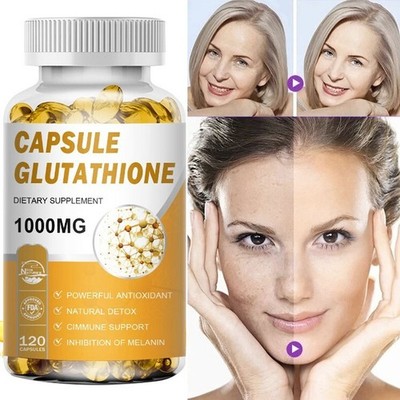 L-Glutathione Skin Whitening 120 Capsules Natural Anti Aging Supplement USA