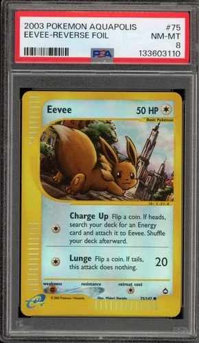 Pokemon Eevee Aquapolis Reverse Holo #75 PSA 8