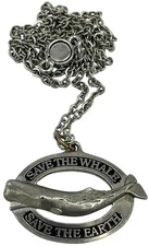 Save The Whale Pendent Save The Earth General Whale 1976 Vintage Pewter Necklace