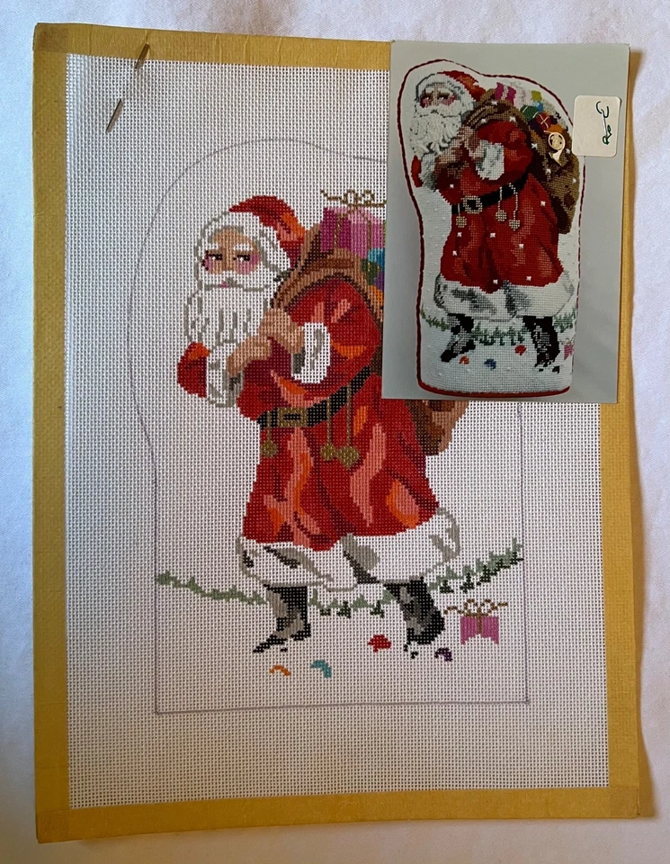 Christmas Santa with Toys in Snow Needlepoint Canvas Vintage, new - Image 2 of 4