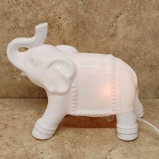 Elephant Lamp Night Light White Ceramic Low Light Small