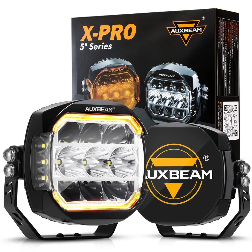 Cápsulas de luces de conducción LED AUXBEAM 5" pulgadas 174W combo de inundación puntual con tirador lateral DRL Foto 2 de 4