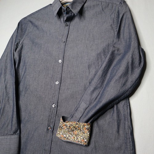 Structure Button Shirt Mens Medium Gray Minimal Retro Camo Flower Flip Cuff EUC - Picture 5 of 14