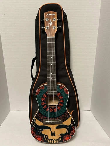 RARE Limited Edition Alvarez GDU26C GRATEFUL DEAD Remix Skull UKULELE w/Case