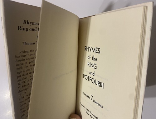 Rhymes of the Ring & Potpourri by Thomas Simpkins (1970 1st Hardcover) - Picture 6 of 8