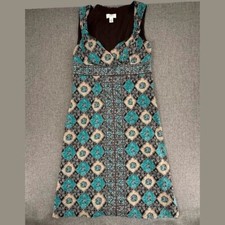 Ann Taylor LOFT Sheath Dress  Sleeveless Geometric Print size 6 Cotton Lining Ac
