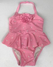 Pink White Polka Dot Swim Suit One Piece Summer Girls Size 18-24 Months