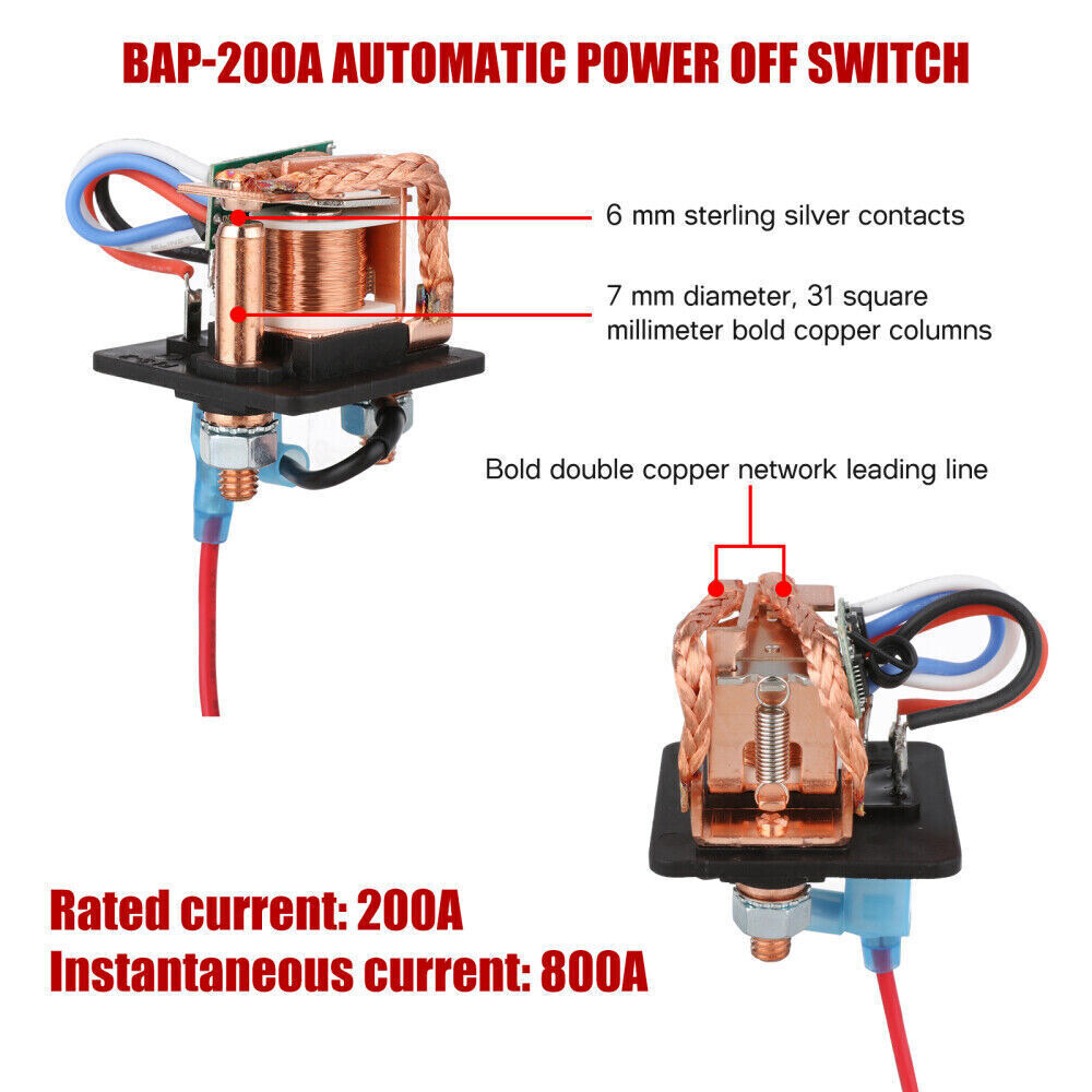 Car Battery Disconnect Relay Wireless Dual Remote Master Kill Cut-off Switch 12V