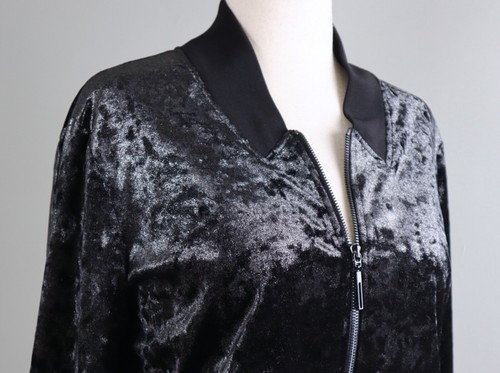 ELIE TAHARI $398 Velvet Sheen Zip Up Lined Bomber Jacket Top Size Large - Picture 3 of 6