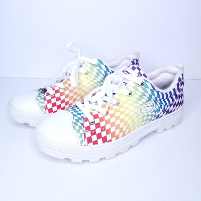 Retro Skechers Tennis Shoes Womens Roadies Rainbow Pride