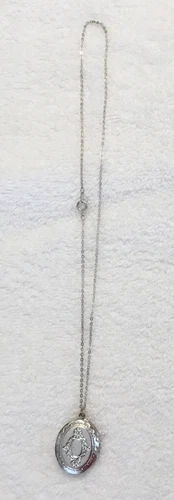 Vintage Costume Jewelry Locket Necklace Silver Embellished Oval