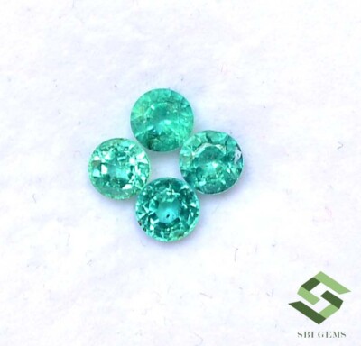 4 mm Natural Emerald Round Cut Lot 04 Pcs 1.14 CTS Untreated Loose Gemstones