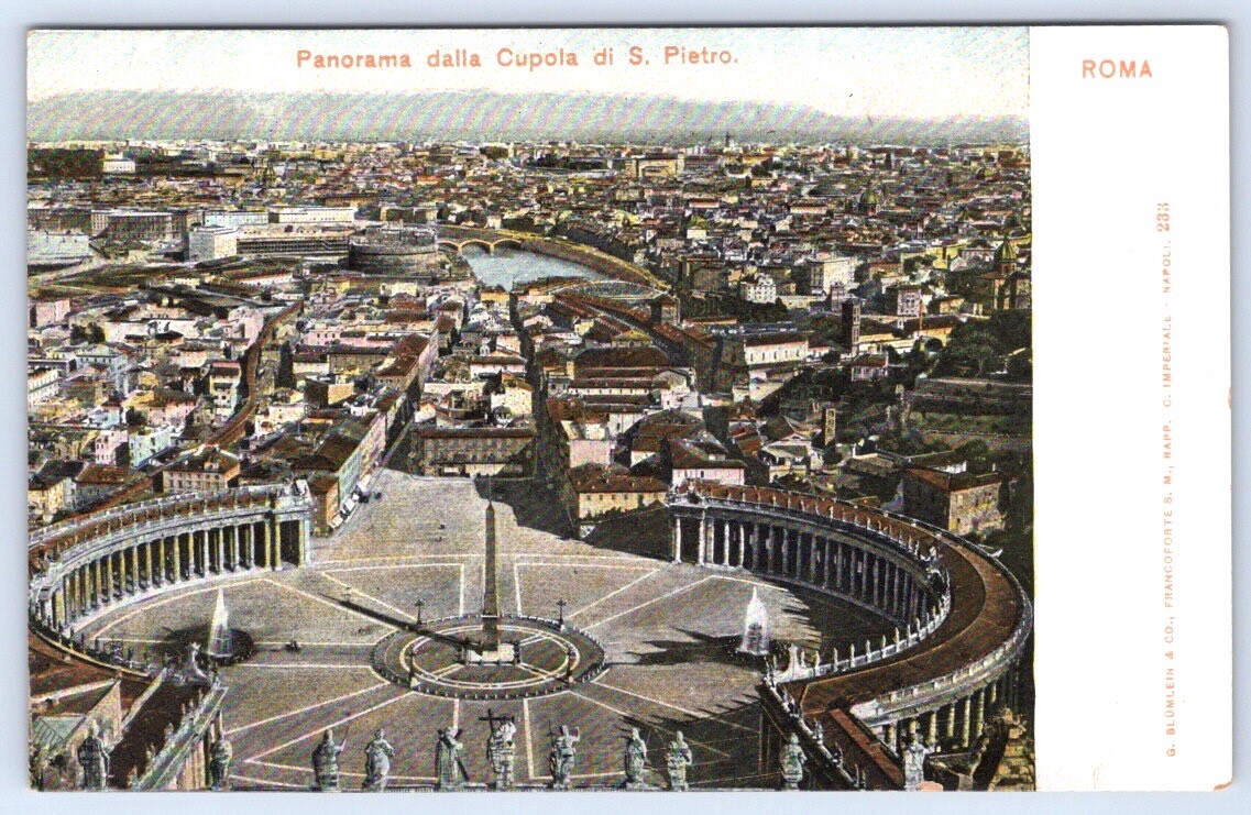 Postcard Roma Rome Italy Panorama from the Dome of Peter