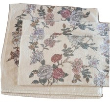 VTG Springmaid (SET OF 3) Bath Towels *USA MADE* Florals on Off White 23.5x46.5"