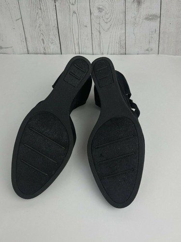 Hillard & Hanson Wedge Heels womens 9M Black Mossi retro Mary Jane Secretary - Picture 10 of 12