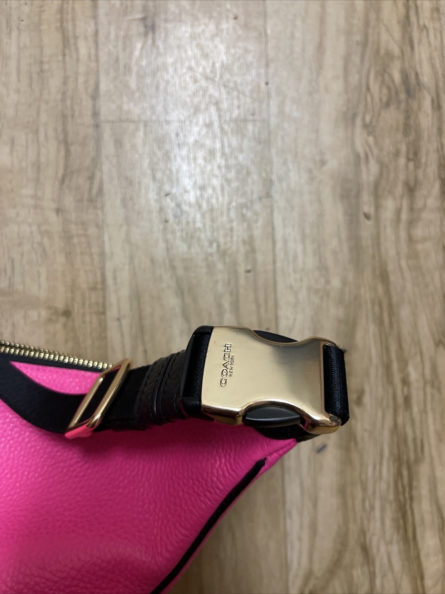 Coach Court Belt Bag NEON PINK Black Colorblock Fanny Pack Sport