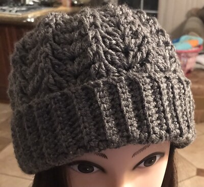 Handmade Knit Crochet Beanie GREY Trendy Adult Winter