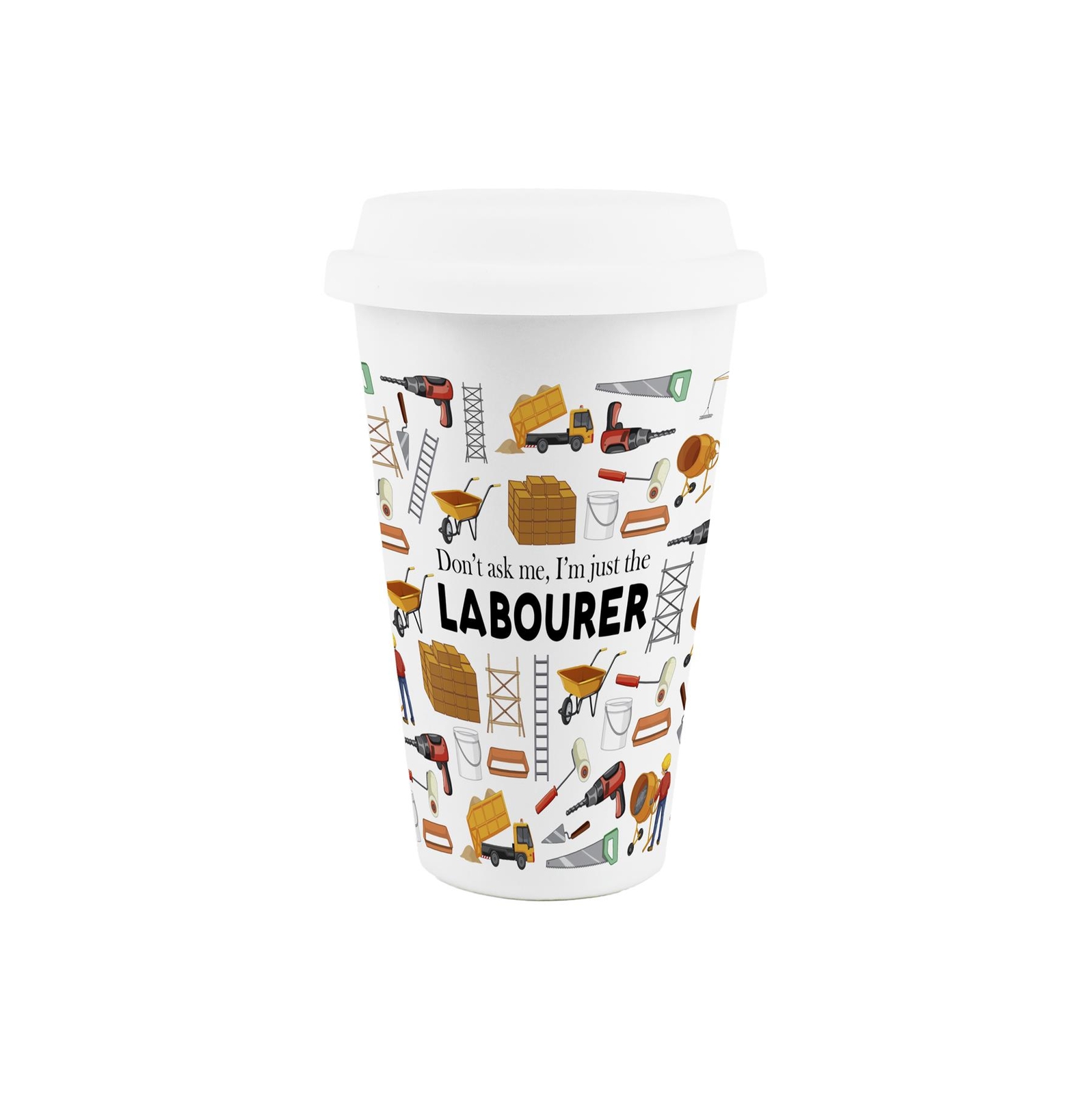 Labourer Ceramic Travel Mug - Novelty Trades Reusable Drinks Cup Gift