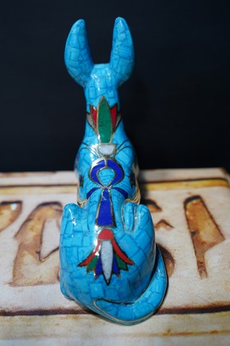 Turquesa Egipcio Anubis Chacal Dios del Más Allá - Dios de la Momificación Sentado - Imagen 7 de 9