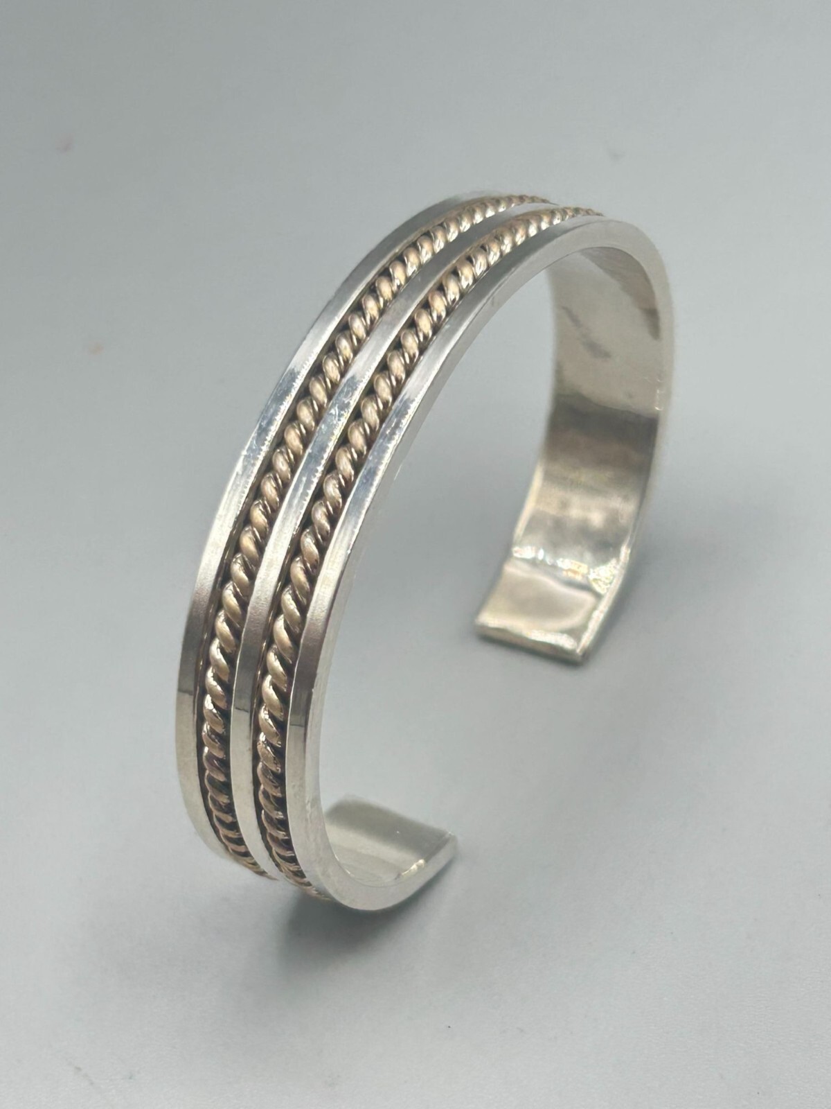 Solid STERLING SILVER Cuff Bracelet 925 OPS Signe… - image 6