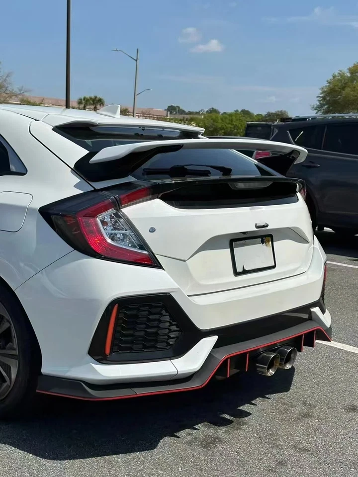 For Civic FK7 FK4 FK8 5DR Hatchback 2017-2021 White HPD Style Rear Spoiler Wing - Image 2 of 4