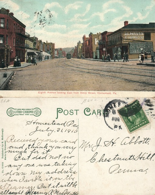 HOMESTEAD PA EIGHTH AVENUE ANTIQUE POSTCARD w/ CORK CANCEL eBay