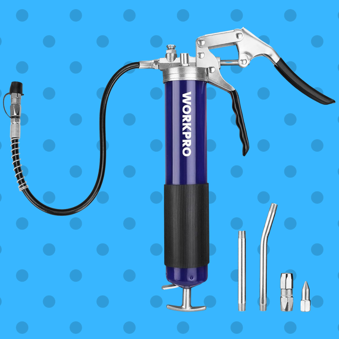 WORKPRO Grease Gun Kit, 6000PSI Heavy Duty Grease Gun with 18inch Flexible Hose