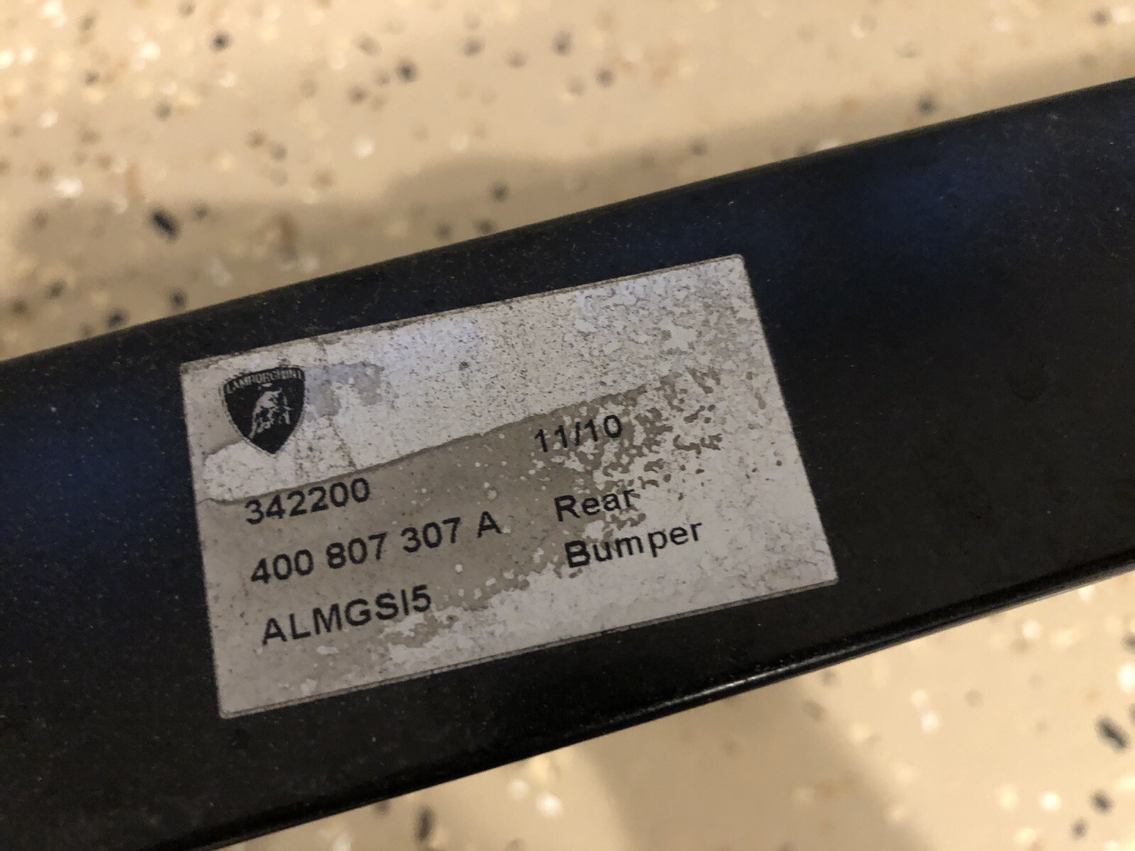 2012 Lamborghini Gallardo Rear Bumper Reinforcement, Cross Member, Rebar