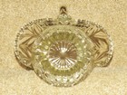 Clear Cut Glass Basket With Handle, Diamond and Floral Design — photo 7