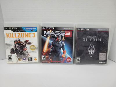 PS3 Game Lot Of 3 -  Mass Effect 3, Skyrim Elder Scrolls, Killzone 3 ~M~  *read*