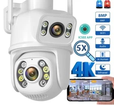 WiFi Security Camera PTZ Dual Screens Auto Tracking CCTV Surveillance SmartCam