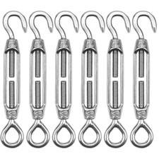 6 X Turnbuckle Wire Tensioner M4 Stainless Steel Hook and Eye Rope Cable Tension