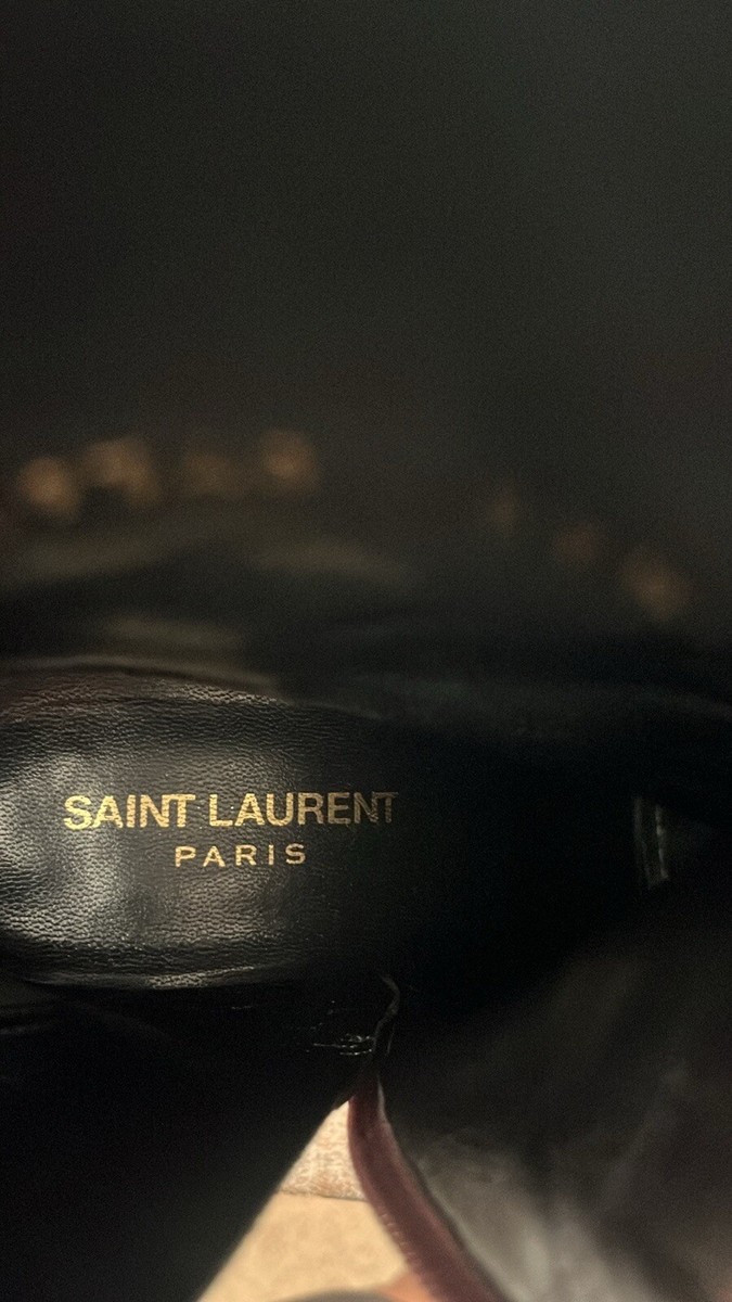 Saint Laurent Booties Cracked Leather Size 7 (size 37.5) With Box